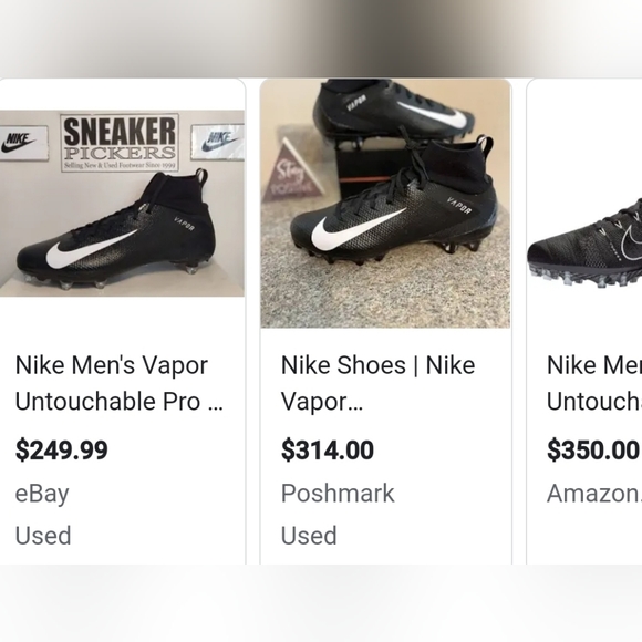 Nike Men's Vapor Untouchable Pro 3 Cleat - AO3022 010 - Black / Silver - Size: 7 - Picture 3 of 4